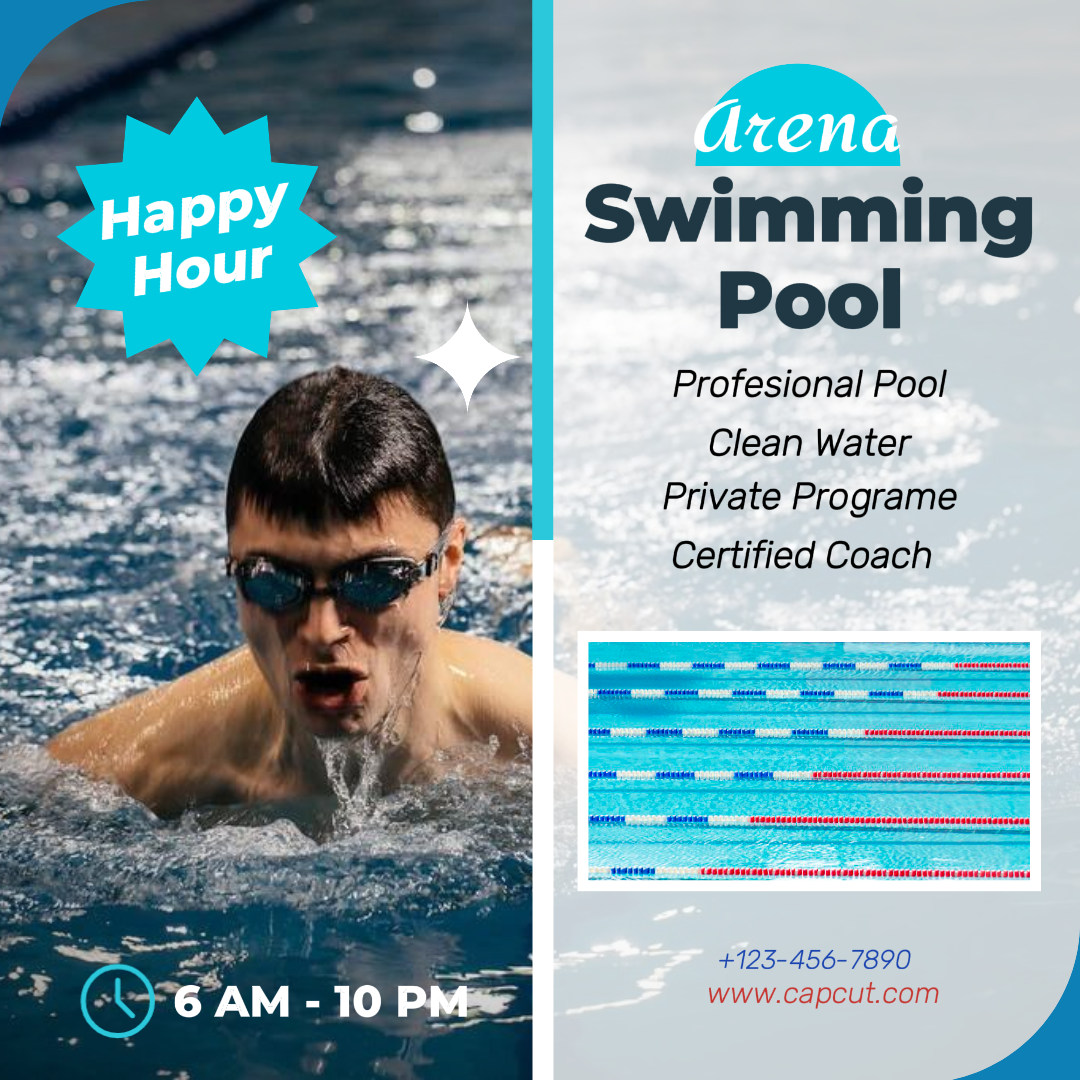 Workout und Fitness Kreatives Poster Instagram Story Schwimmbad