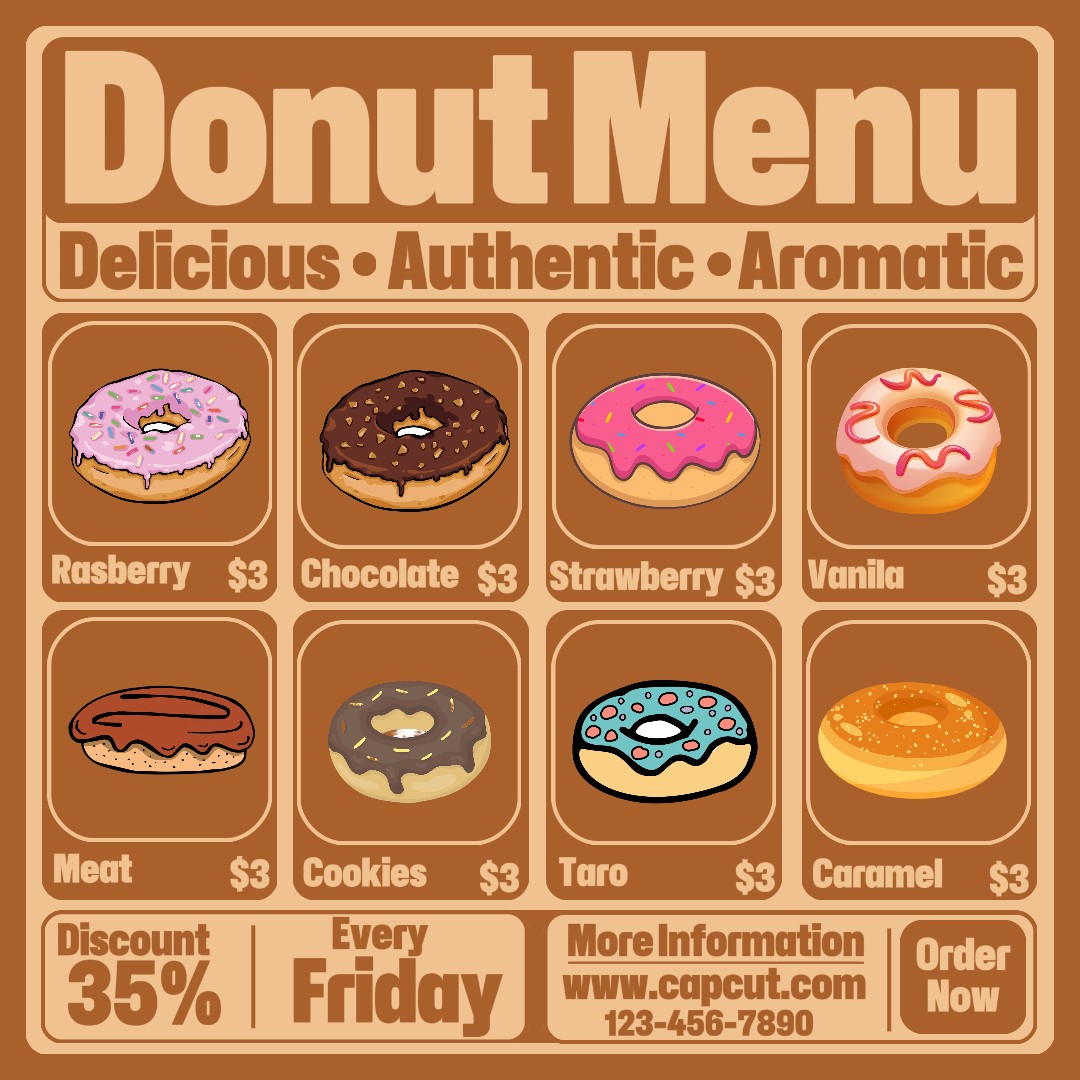 Menú De Donuts De Comida Publicación De Instagram