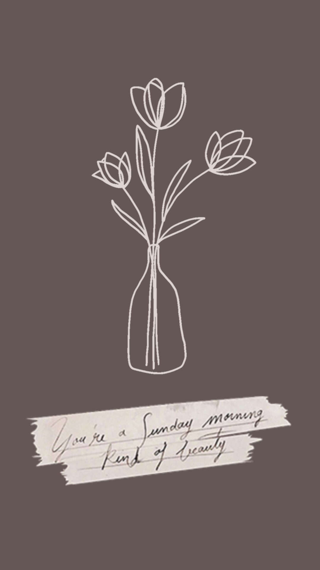 Fondo de pantalla Línea Flor Con Citas Marrón