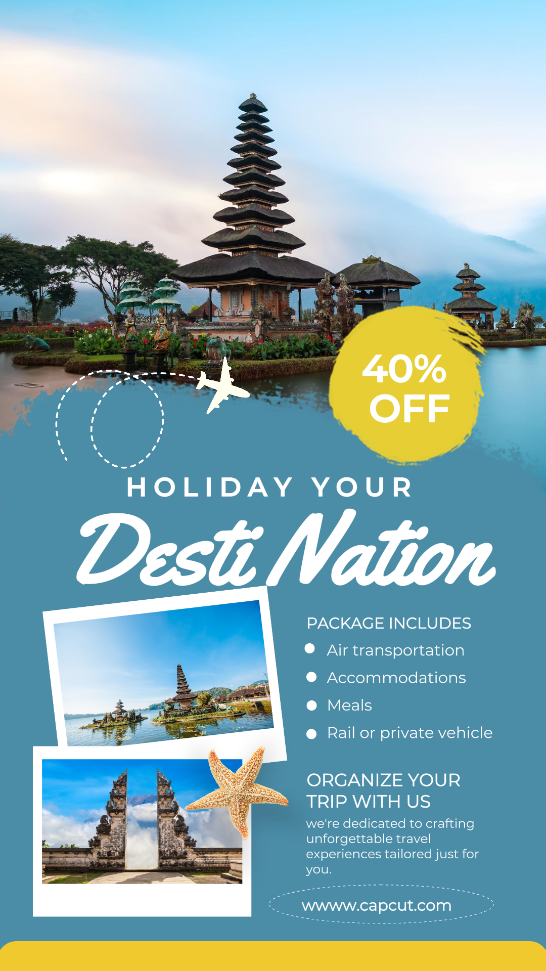 Poster Pemasaran Perjalanan Liburan Kisah Instagram Desti Nation Anda 