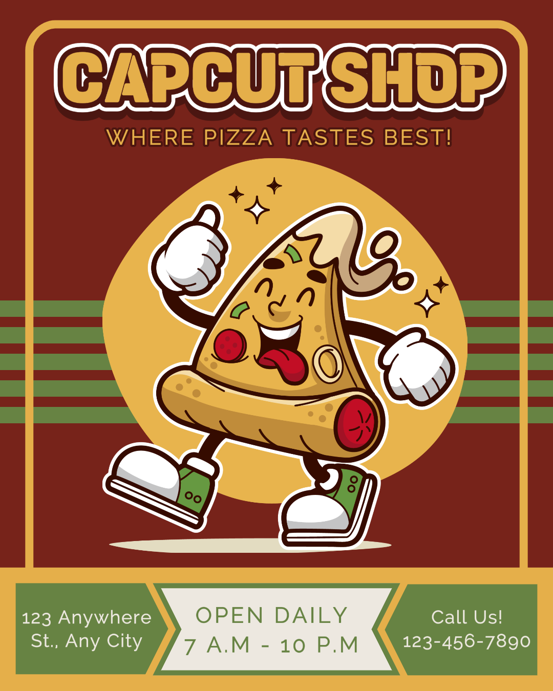 Poster Promosi Makanan Toko Retro Pizza