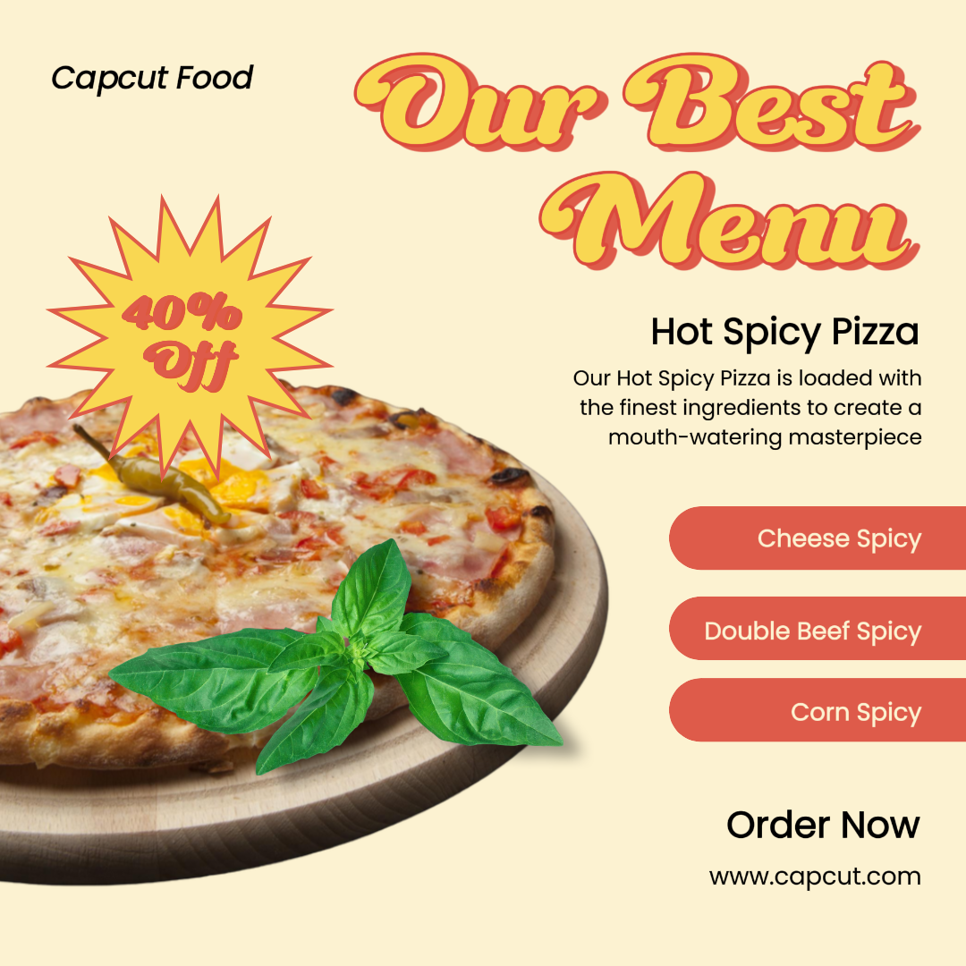 Poster Pemasaran Makanan dan Minuman Posting Instagram Promosi Pizza