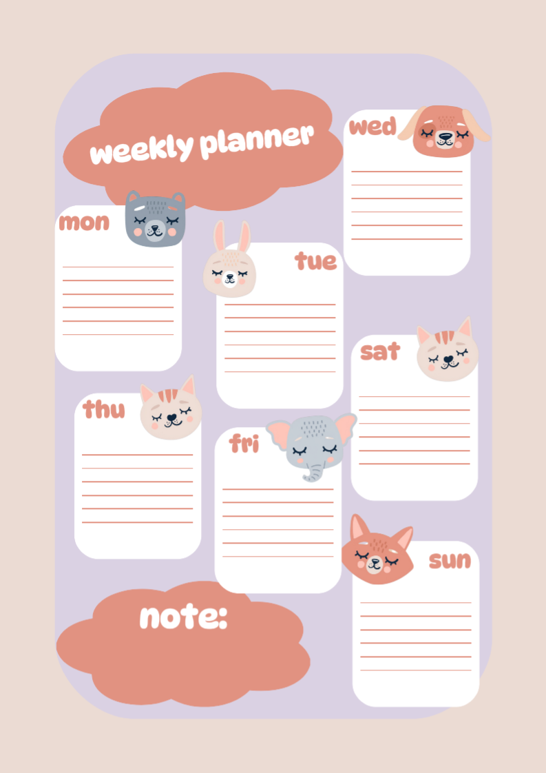 Perencana dan jadwalkan hewan lucu mingguan