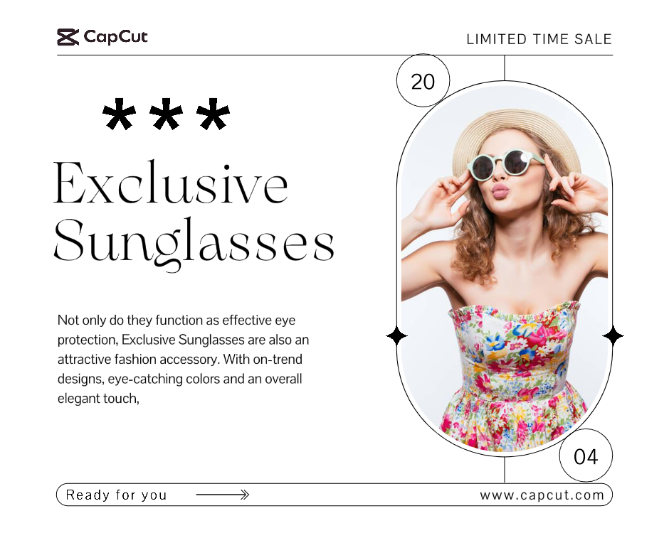 Bijoux et accessoires Affiche marketing Lunettes de soleil Affichage du produit Facebook Post