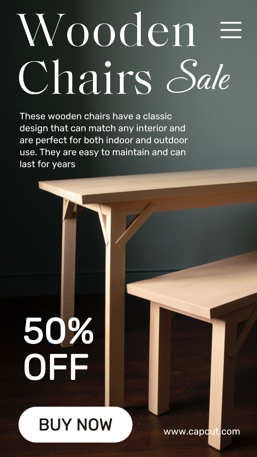 Pôster de marketing doméstico Móveis Cadeiras de madeira Venda Instagram Story