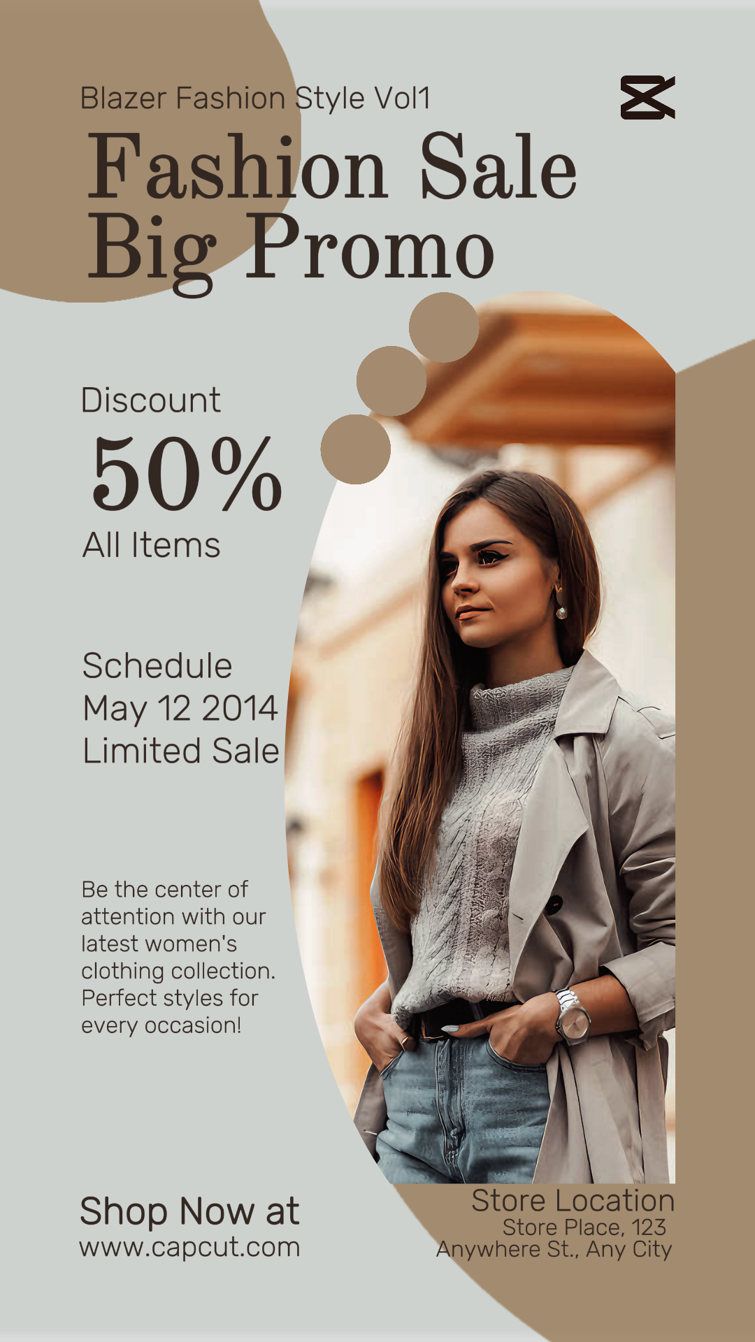 Venda de moda Roupas e sapatos - Marketing de roupas de moda Tik Tok marrom e cinza